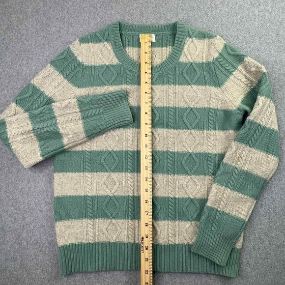 WALLACE 100% Lambswool Cable-Knit Fisherman Sweater Cream Sage Women's Size M‎ - Picture 7 of 8